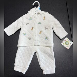 NWT Little Me White Quilted Set